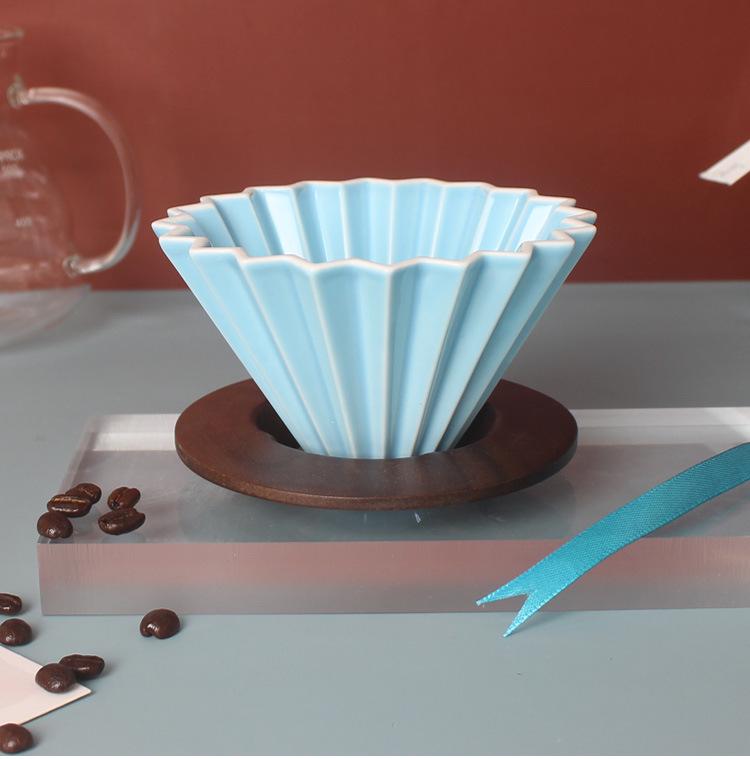 Деревянный держатель для кофейных фильтров из массива дерева для V60/Origami - Конус и основа для кекса, Совместим с V01/V02