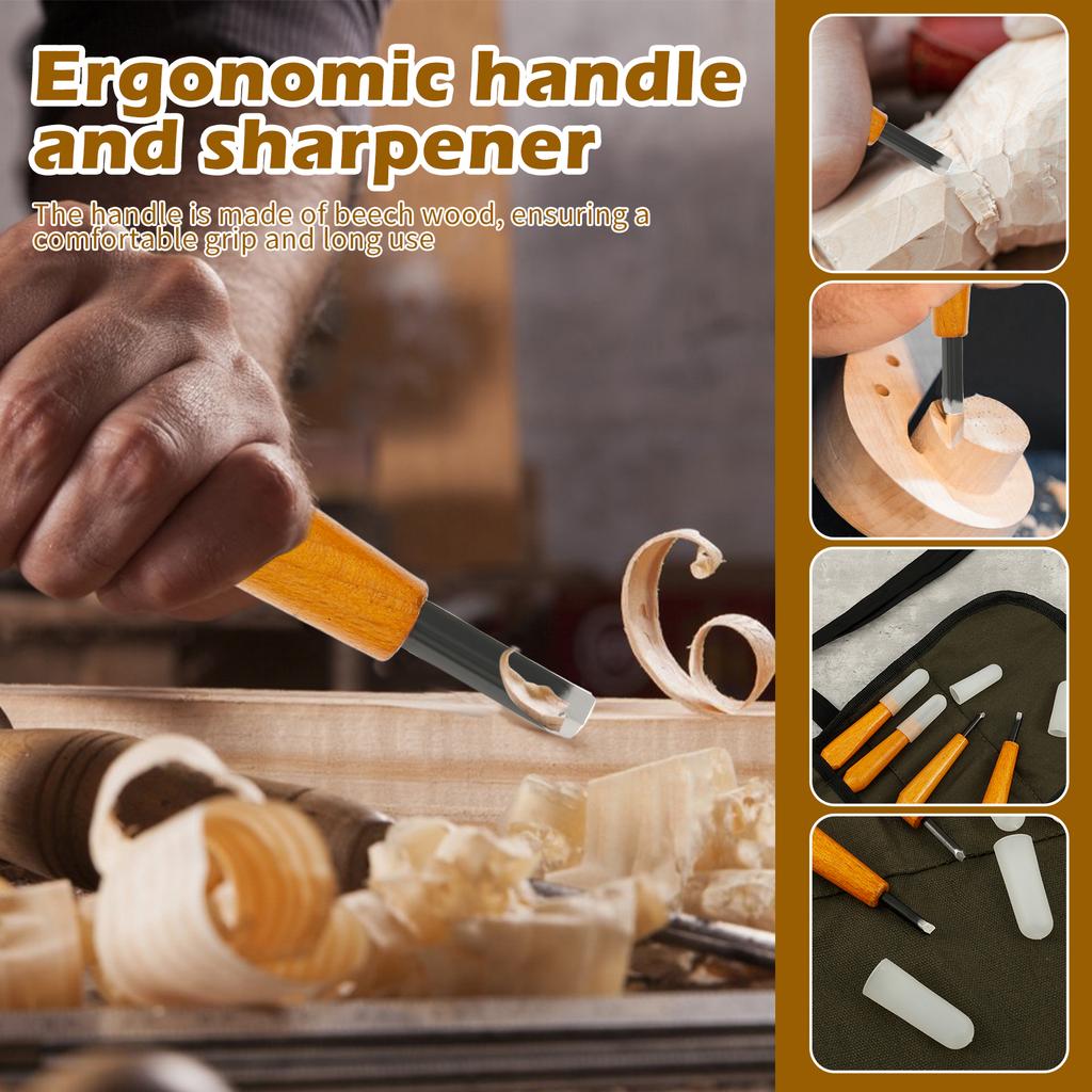 5 шт. Профессиональный нож-стамеска для резьбы по дереву Ручной инструмент для базовой детальной резьбы Деревообработчики Стамески Треугольная Резьба по линолеуму