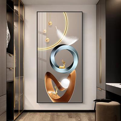 Абстрактная Роскошная Геометрия Перо Лист Свет Холст Картина Олень Декоративная Настенная Искусства Золотой Декор Для Гостиной Крыльцо Куадрос