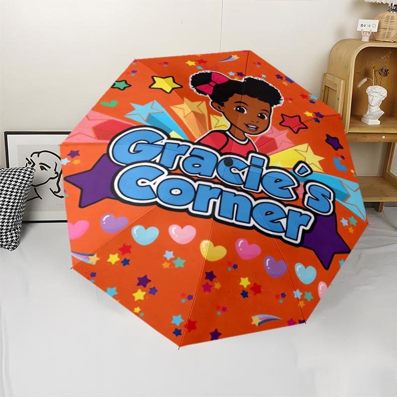 Gracie's Corner Theme Automatic Umbrella, Lightweight & Portable, 8 Rib, Perfect for Outdoor Travel, Birthdays, Christmas, Gifts.