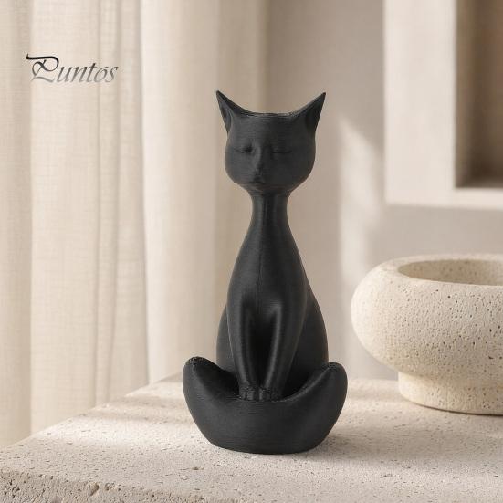 Коллекционная Арт-фигурка кота, 3D-печатная медитирующая фигурка, Современная абстрактная скульптура в позе со скрещенными ногами, Минималистичный декор для стола в офис