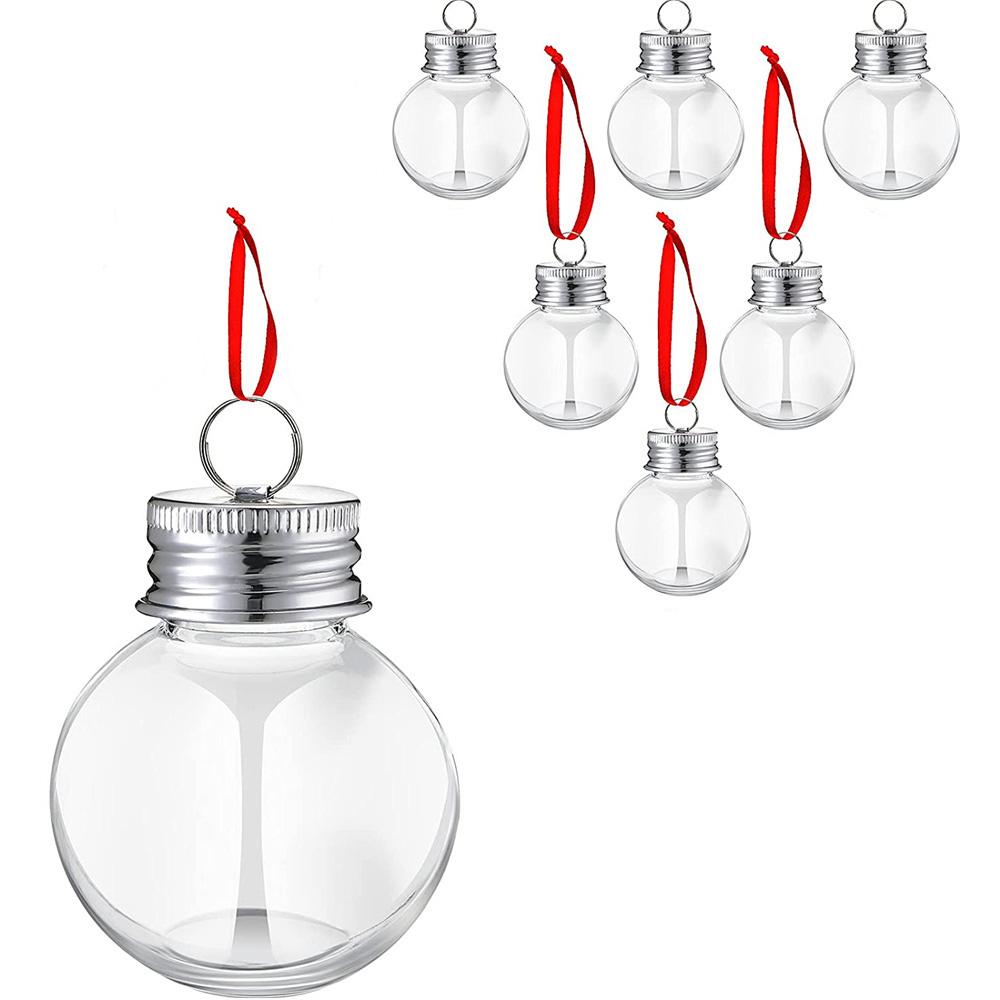 6/10Pcs Christmas Tree Ornament Fillable Booze Water Bottle Bulbs Shape Plastic Clear Christmas Ball Pendant Home Party Decor