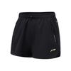 Li Ning Running Series Solid Color Mid Waist Comfortable Versatile Breathable Quick Dry Straight Leg Sports Shorts Women Shorts Black AKSU050-1