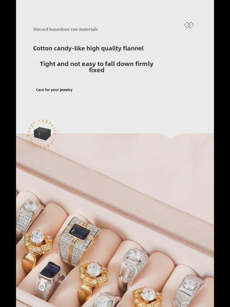 Three-Layer PU Leather Jewelry Box with Velvet Storage and Large Capacity Drawer