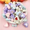 Jewelry 14.4*12.9mm Two Color 60pcs Beaded Materials Love Heart Loose Beads Acrylic For Bracelet Earring Making DIY Jewelry Accessories