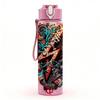 1PC Colorful Abstract Dragon Creature Print 750ml Color Plastic Sports Water Bottle Leakproof Flip Straw Lid Suitable for Sports Office Home Use