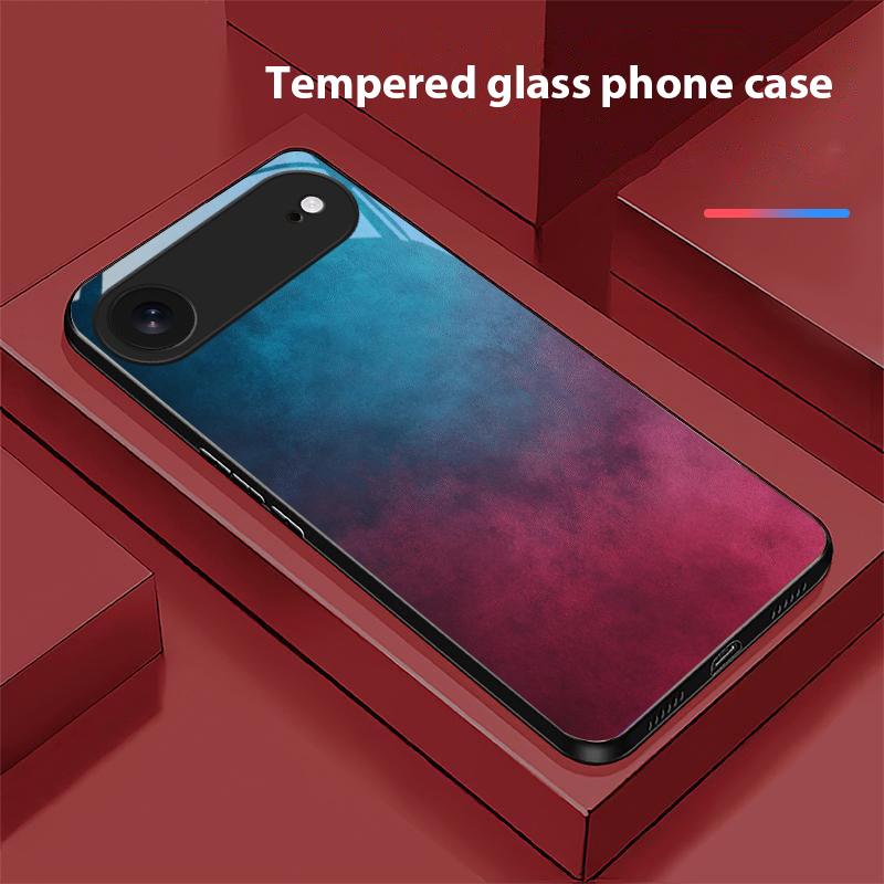 Слияние цвета и текстуры Для iPhone 11 Pro 12 13 mini 14 15 Pro Max 16 E 17 Air XS Max XR 8 7 Plus SE 5 6 Черный Стеклянный Чехол для Телефона