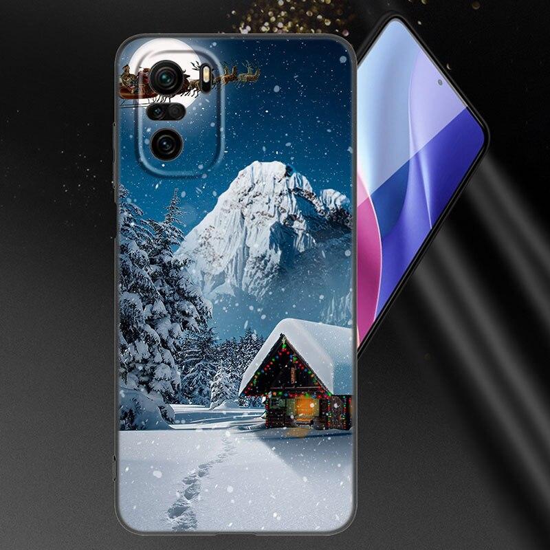 Снежный С Рождеством Чехол для телефона для Xiaomi Mi 10T 11i 11T Note 10 11 Lite NE F1 POCO F3 M3 X3 GT NFC M4 X4 Pro 5G Черная крышка