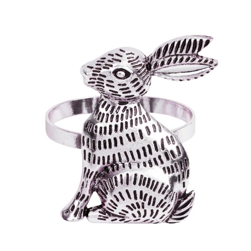 Pack of 12 Antique Gold or Silver Metal Easter Rabbit Napkin Rings Buckles Perfect for Weddings and Banquets
