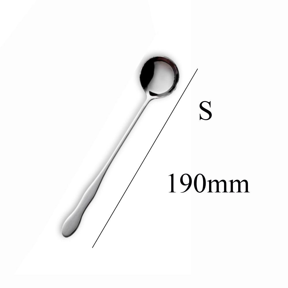 Silver Ice Cream Flatware Long Handle Honey Stir Spoon Tableware Dinnerware Dessert Scoop