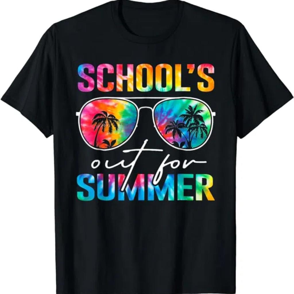 Schools Out for Summer Tie Dye Last Day of School Teacher T-Shirt Schoolwear Outfit Humor Funny Graduate Tee Top Graduation Gift