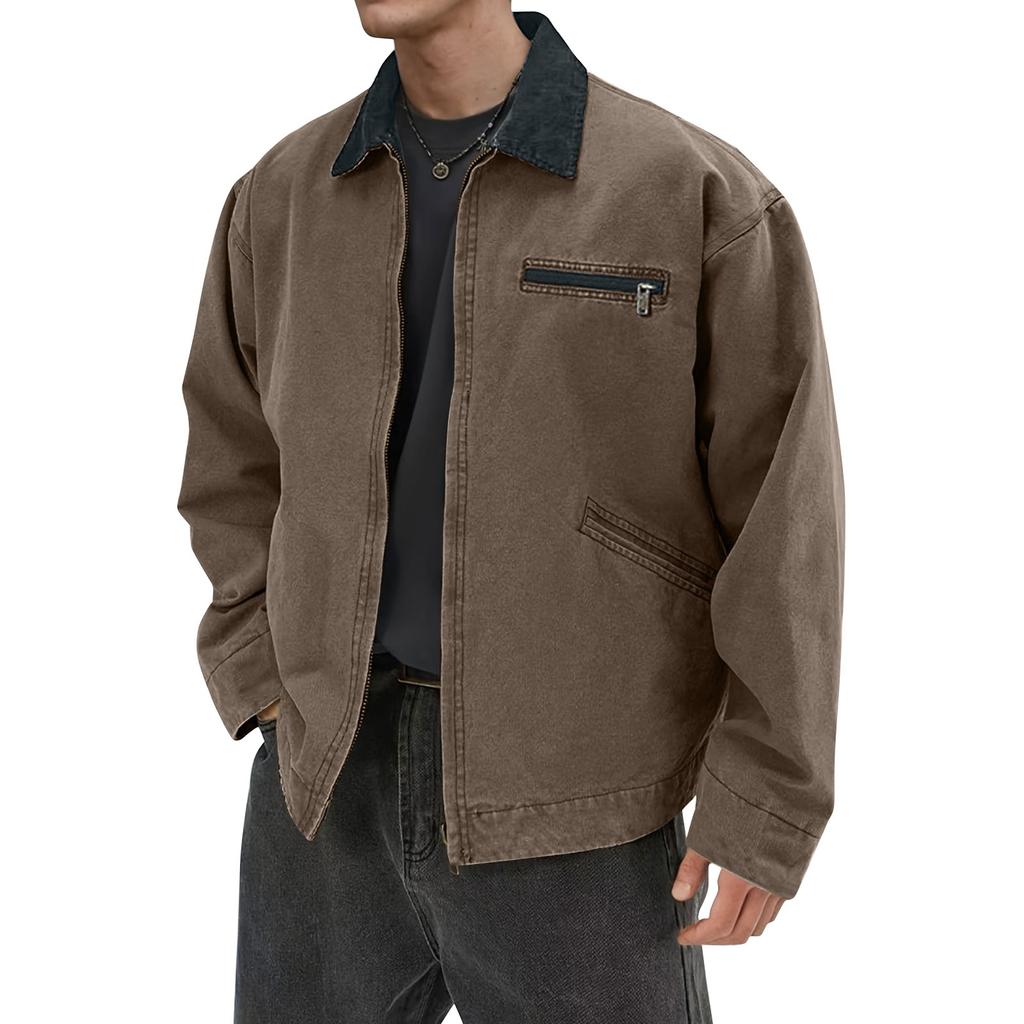 Men's Solid Color Camouflage Outdoor Sports Jacket Men's Pocket Button Casual Jacket