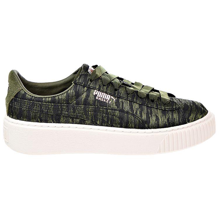 Puma Кроссовки женские Basket Platform Velvet Rope - Olive Night Green 364092-01