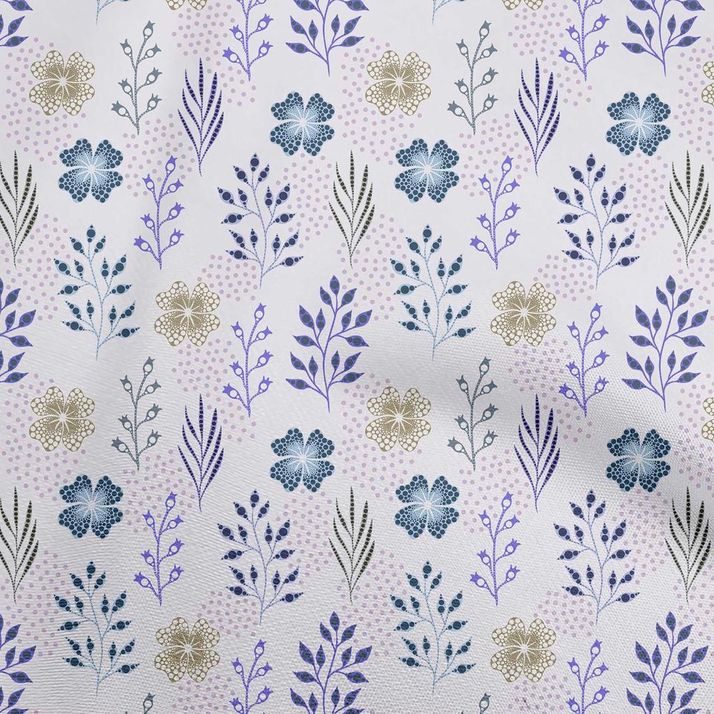 oneOone Cotton Flex Gray Fabric Dotted Floral Dress Material Fabric Print Fabric By The Yard 40 Inch