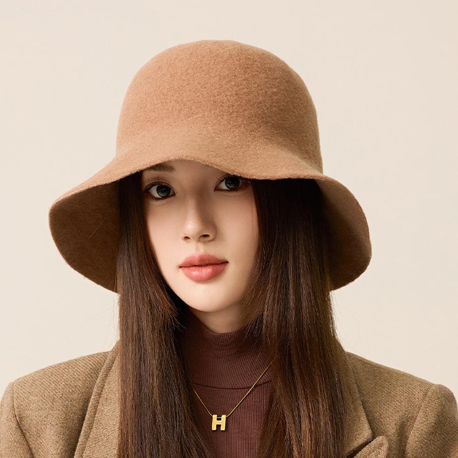 Женская шерстяная шляпа рыбака, однотонная шляпа-ведро, теплая шляпа для отдыха на природе
