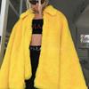 Yellow Imitation Fur Coat Plush Loose Thickened Medium and Long Autumn and Winter Coat Women's Fashion