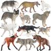 Oenux Wild Beast Animals Small Gray Wolf Maned Wolf Baby Wolves Simulation Model Action Figures Collection Pvc Gift Kid Toy Gift