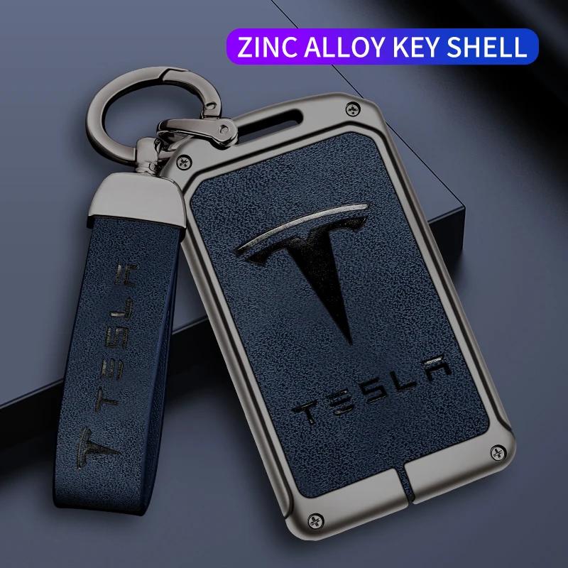 Car Metal Key Case Cover For Tesla Model 3 Model S Model X Model Y Roadster Cybertruck Keyless Card Protector Holder Accessories