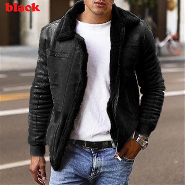 Winter Herrenjacke Plus Fleece Warm Verbundlederjacke Dicke Oberbekleidung Jacken