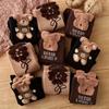3 пары носков с принтом мультяшного медведя, удобные и милые носки средней длины, женские чулки и чулочно-носочные изделия
