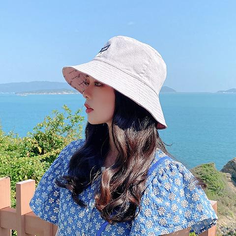 Bucket hat women's high sense summer moisture-proof sun protection sun hat spring and autumn versatile double-sided bucket hat