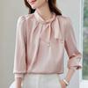 Women Blouses Shirts 2025 Spring Long Sleeve Women Blouse Shirt Bow Collar Solid Elegant Blouse Shirt Women Tops J909