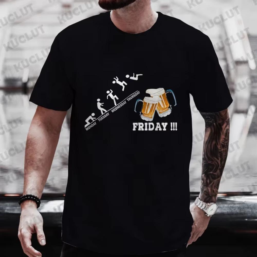 Мужская футболка для пятницы, выходных, недели, пивных пятниц, графические мужские футболки, забавная футболка с надписью «Пьяный день», топы с коротким рукавом