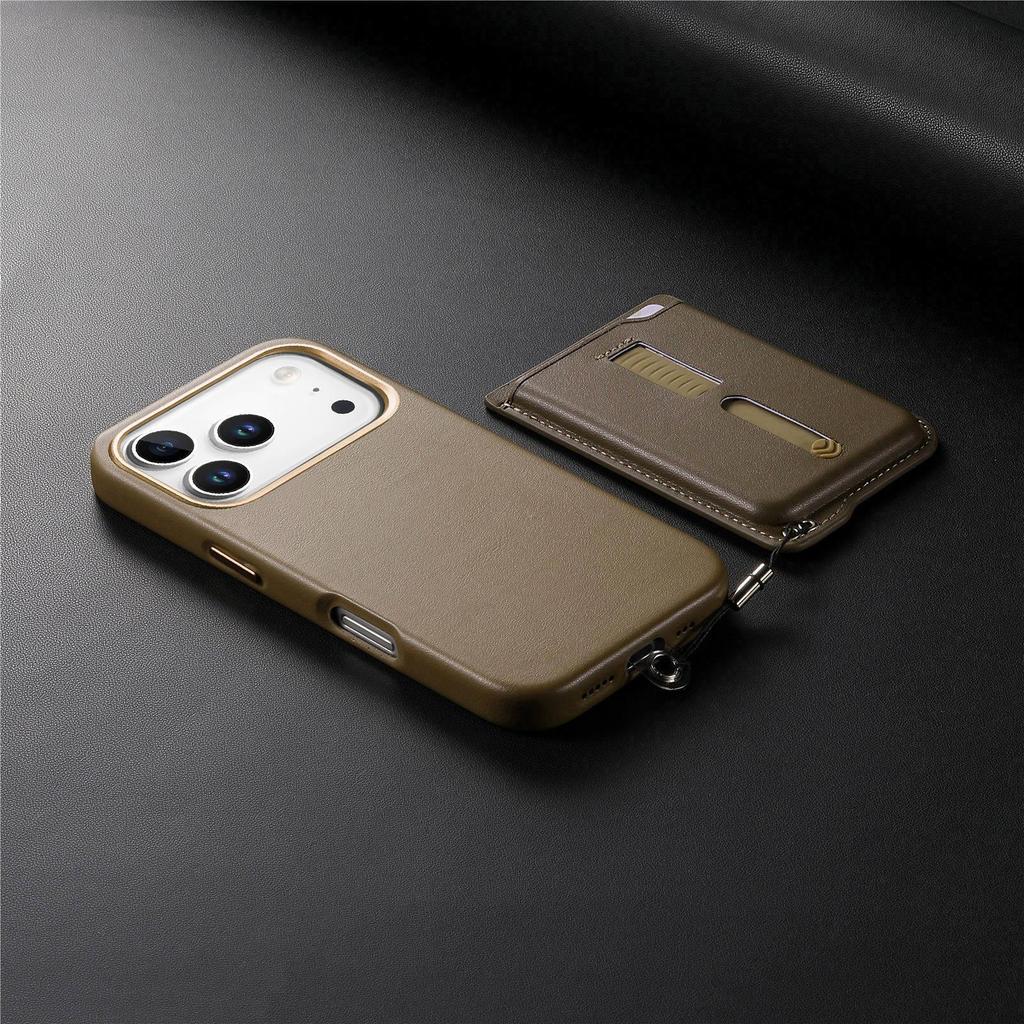 iPhone 17 Magnetic Card Holder Case with Anti-Lost Strap & Drop-Proof Cover, Compatible with 15 Pro & 16 Pro Models