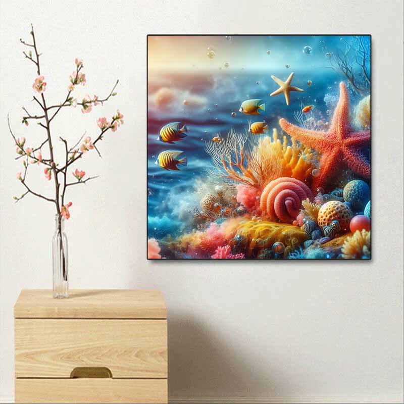 New Arrival 5D DIY Full Circle Diamond Painting "Undersea Animals and Plants" Embroidery Cross Stitch Home Decor Gift