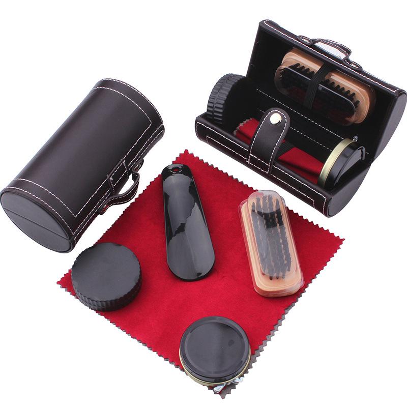 Leather Shoe Care Kit: Black & Colorless Polish, Cleaning & Maintenance Oil, Polishing Brush, Anti-Slip Treatment.