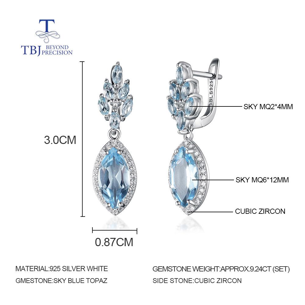 Новинка 2022 года, серьги с застежкой из натурального бразильского небесно-голубого топаза, висячие серьги из натурального драгоценного камня, изысканные украшения для женщин, серебро 925 пробы