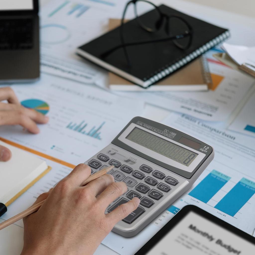 TOSSOW 12-значный округляющий калькулятор с солнечной батареей, портативный, большой ЖК-дисплей, калькулятор, большой, стильный, бухгалтерский, в комплекте,