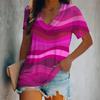 Модная женская летняя повседневная дышащая освежающая футболка с коротким рукавом и v-образным вырезом с принтом пульсации, элегантная женская одежда большого размера