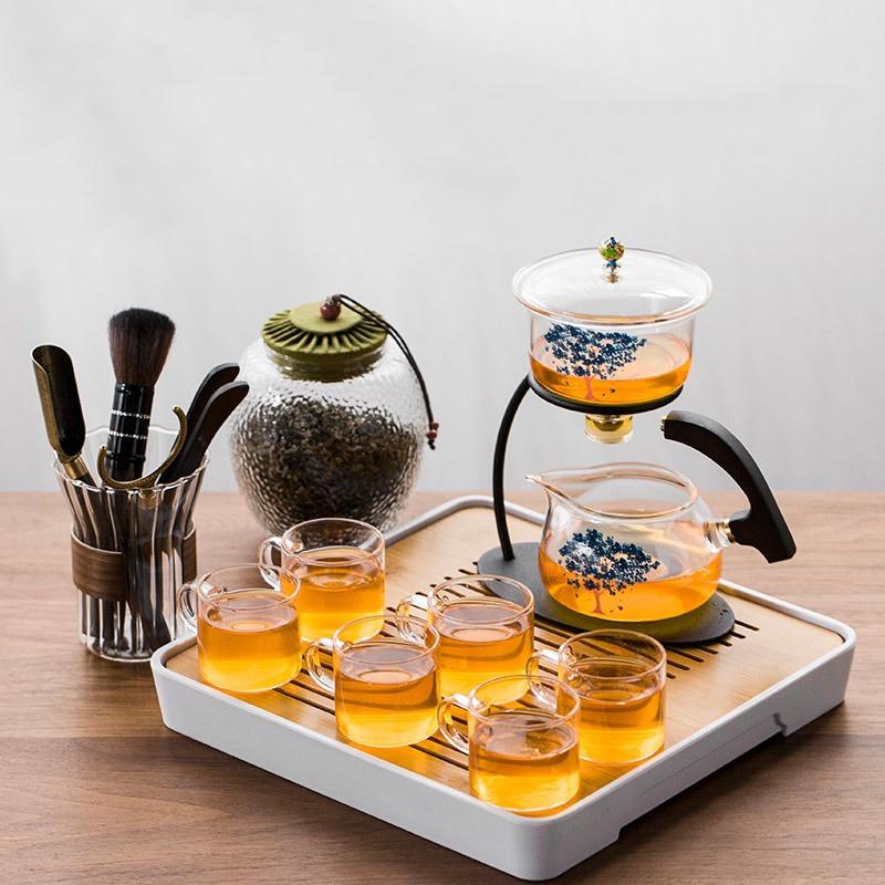 Творческий обесцвечивающий стеклянный чайник для ленивого автоматического приготовления чая, домашний чайный набор с ароматом пуэра и кунг-фу, заварочный чайник для питья