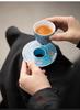 Su's Ceramic Enamel Color Palace Style Ceramic Personal Tea Cup Tea Tray Gift Box Accompanying Gift (Blue)