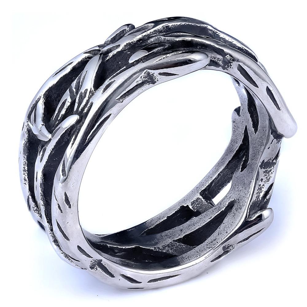 Винтажное кольцо "Древо жизни" из полированной титановой стали, оригинальное ювелирное изделие в золотом и серебряном цветах