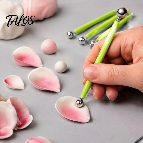Clay Crafting Tool 4Pcs Polymer Shaping Set, Sculpting Stick with Stainless Set Steel Ball, 4 Size DIY Fondant Pottery Modeling Tools Cake