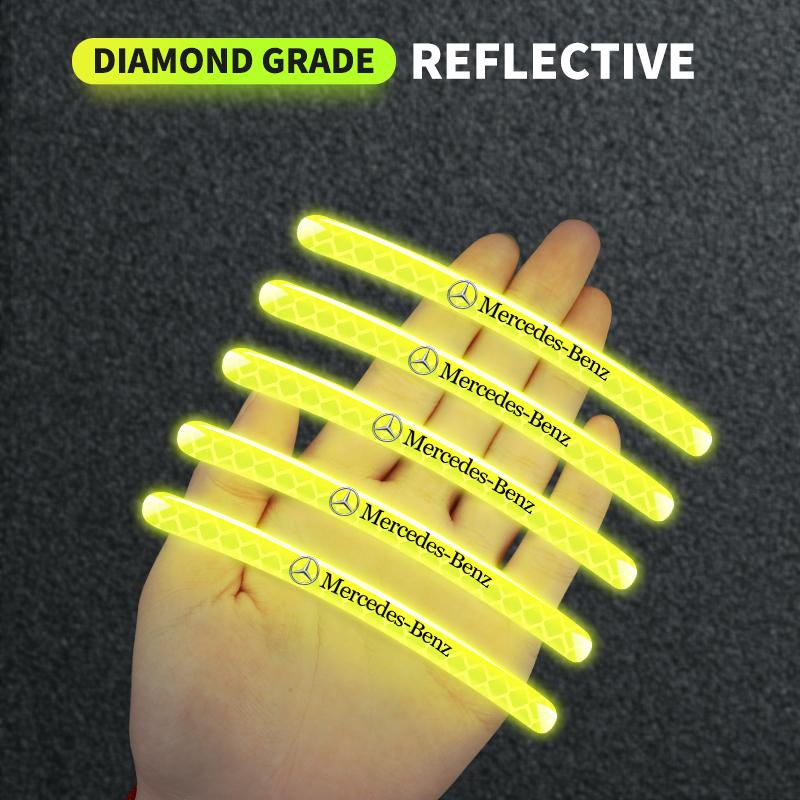 Светоотражающая наклейка на ступицу колеса автомобиля Светоотражающие полосы на обод шины Для Mercedes-Benz AMG C500 C200 C300 A B C E GLA CLA GLK GL ML GLE W204 W205 W203 W211