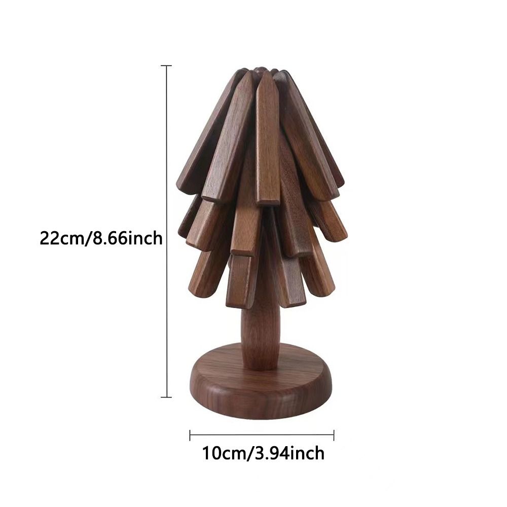 Non-Slip Walnut Tree Table Mat Set Tree Shape Placemats Wooden Trivet for Hot Dishes Bowl
