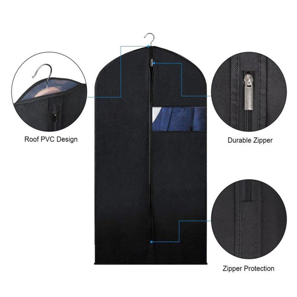 Clothing Cover Hanging Storage Bag Black Grey Closet Organizer Clothes Dust Bag  Coat Suit Dress