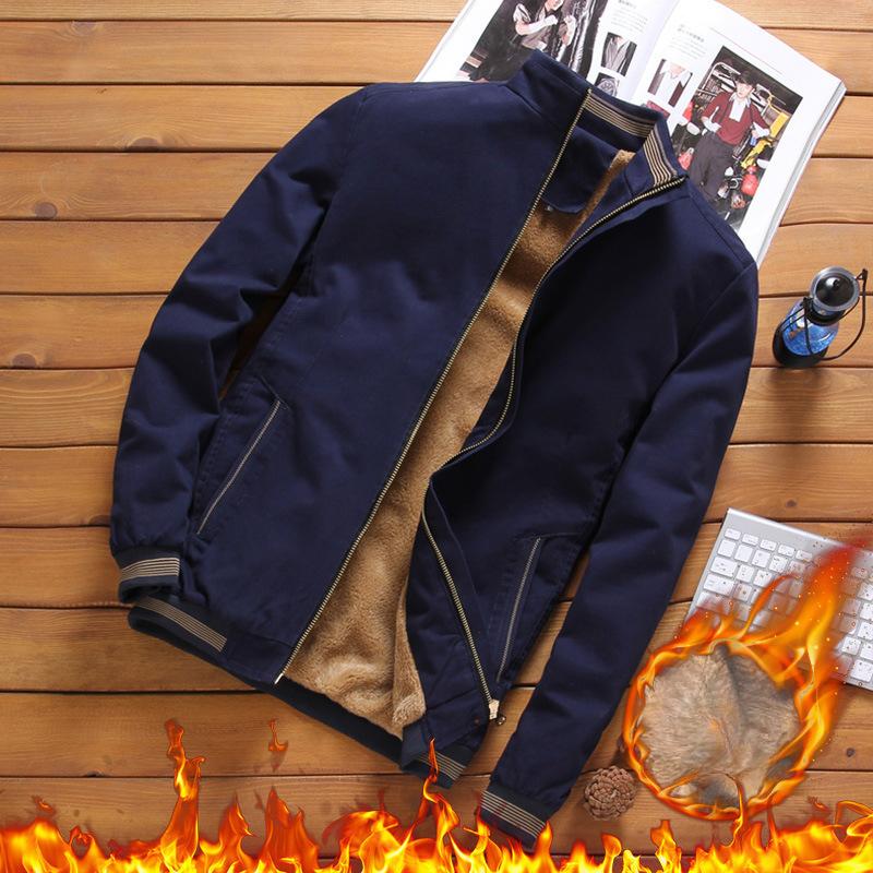 Мужская флисовая куртка осень-зима новая повседневная деловая куртка из стираного хлопка