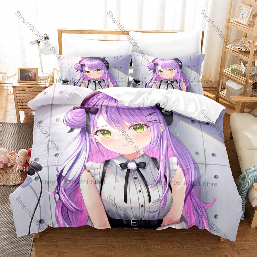 Tokoyami Towa Kawaii Cartoon Graphic Bedding Include 1 Duvet Cover + 2 Pillowcases Comfort Bedroom Decoration