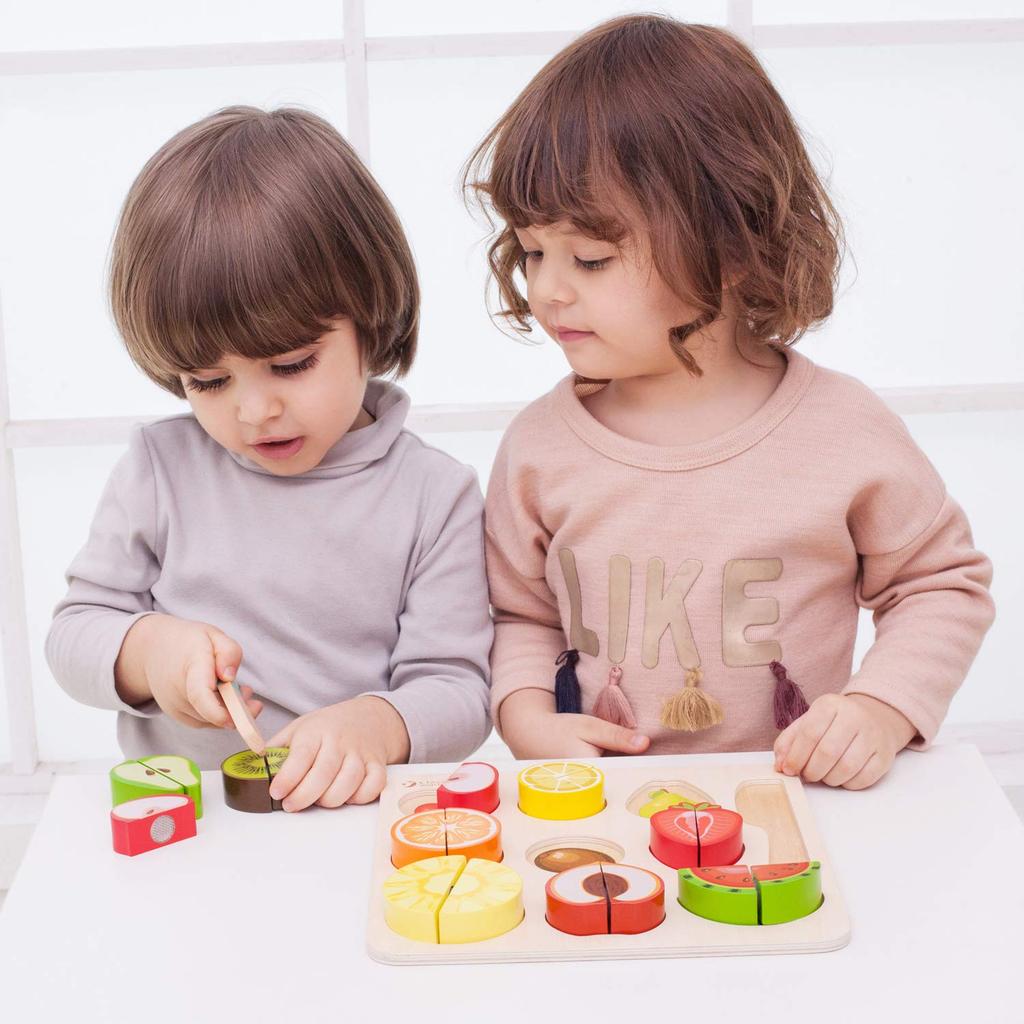 Классический пазл для нарезки фруктов, красочный пазл для сопоставления форм фруктов, деревянная игрушка для ролевых игр, идеально подходит для полугодовасий, для девочек и мальчиков, 1-й,