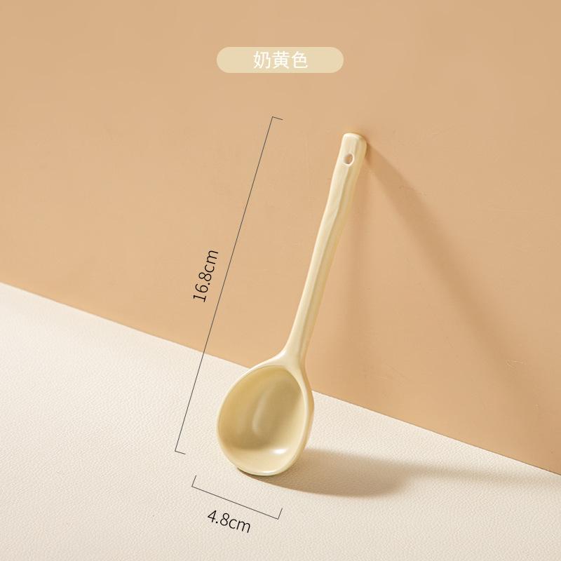 Japanese Ceramic Spoon Wind Small Spoon Household Internet Celebrity Ceramic Spoon Eating Spoon High Value Rice Spoon Long Handle