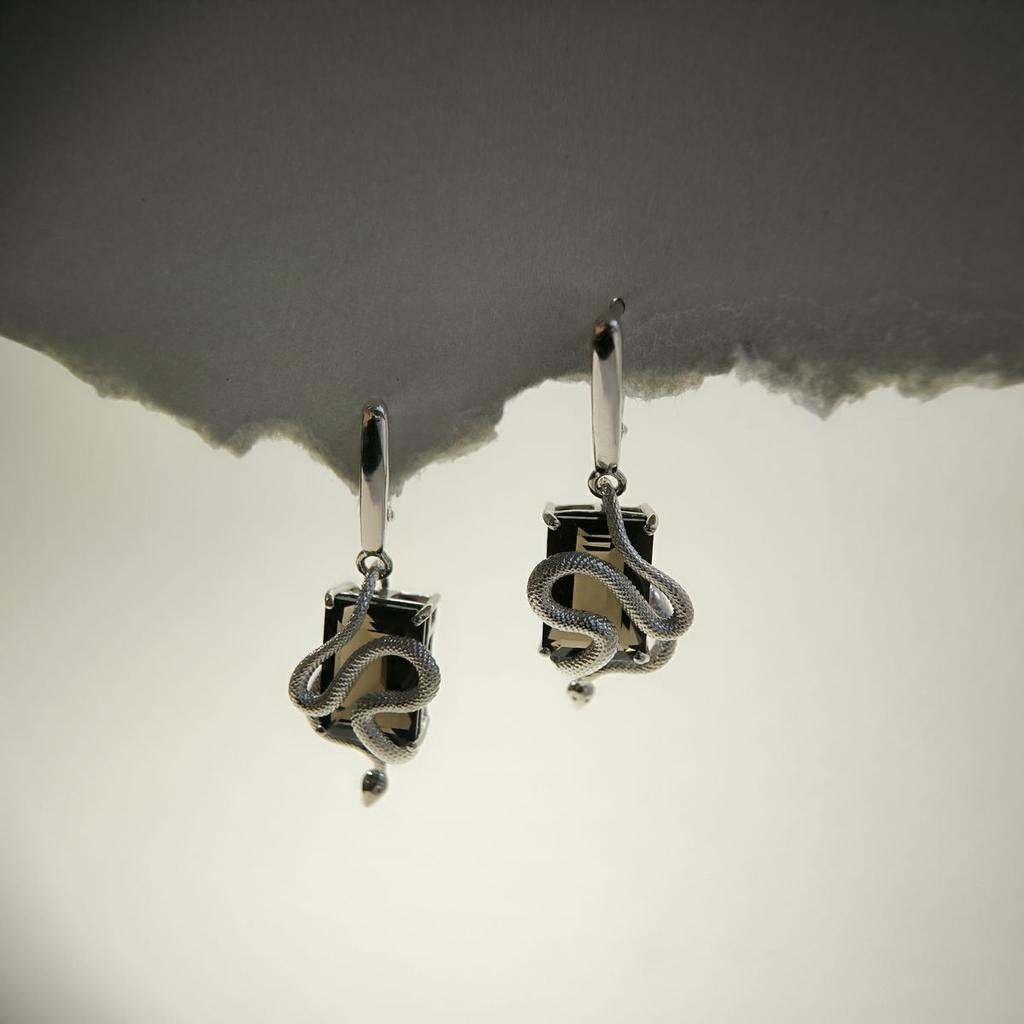 Серебряные серьги с натуральным раухтопазом (дымчатым кварцем) 15.158ct (2177807)