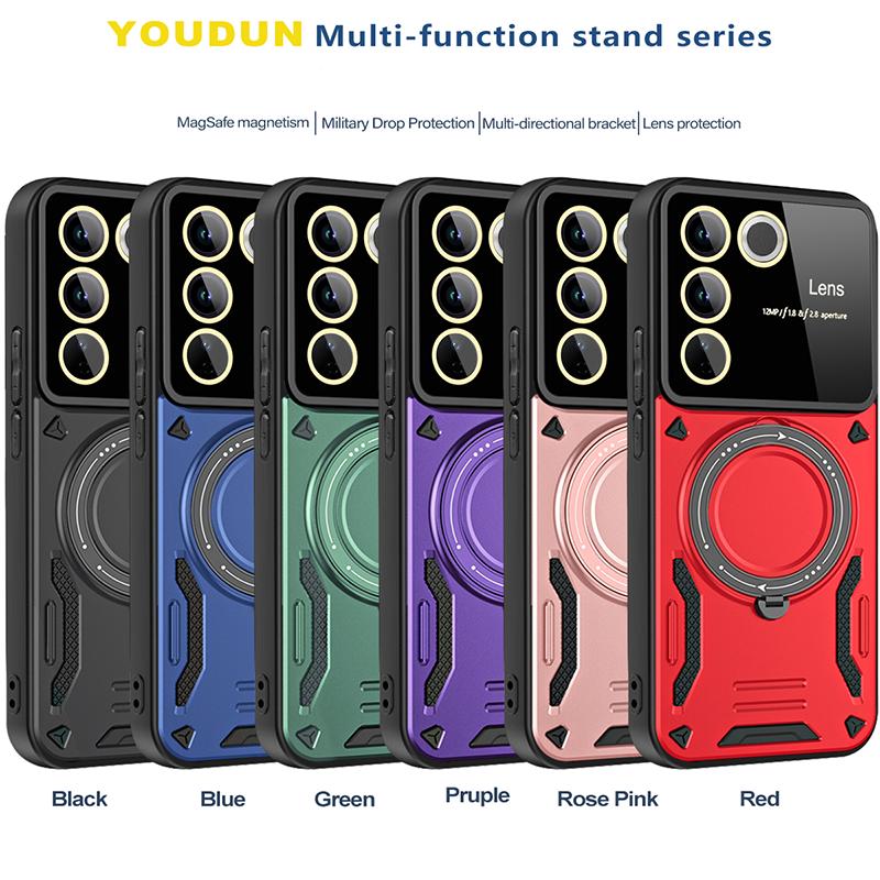 Luxury Magnetic Stand Cases For VIVO Y04 Y16 Y22 Y22S Y29 Y35 Y36 Y39 Armor Shockproof Soft Bumpers Hard Anti-Fall Cover Capa