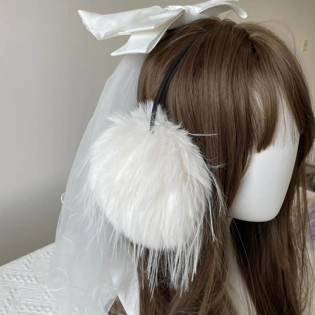 Long Hair Plush Warm Earmuffs JK Women's Hair Band Ear Protectors Ear Bags Cycling Cold Proof Fluffy Winter Ear Warmers