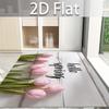 pink tulip print carpet, entrance non slip decorative floor mat, bedroom bedside soft carpet, home decoration