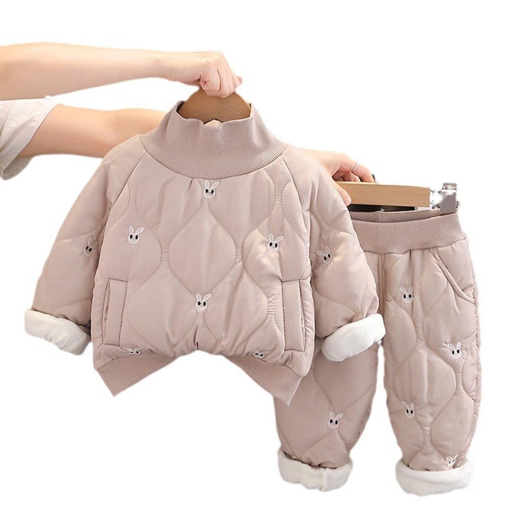 Детский зимний новый комплект одежды из хлопка для мальчиков и девочек, хлопковая одежда и штаны, повседневный комплект из двух предметов для дома и отдыха