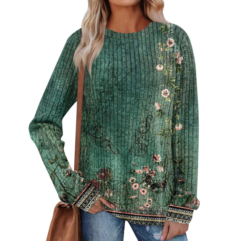 Женский принт Легкий Топ с круглым вырезом из матового хлопка